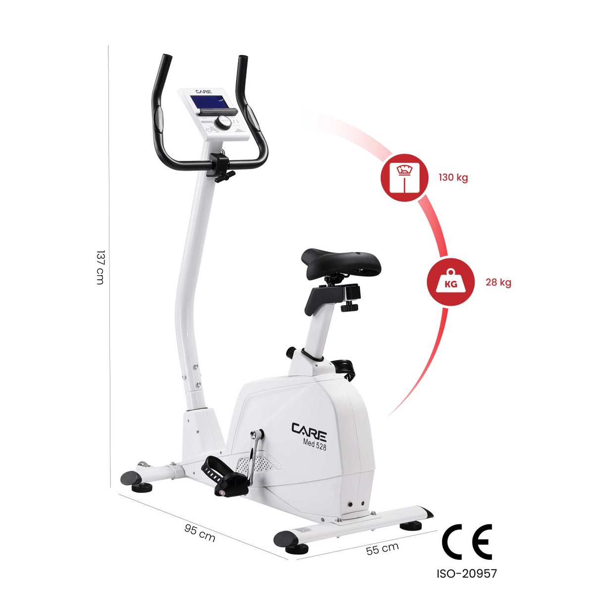 Vélo d'appartement - Med-528-3 blanc, CARE FITNESS