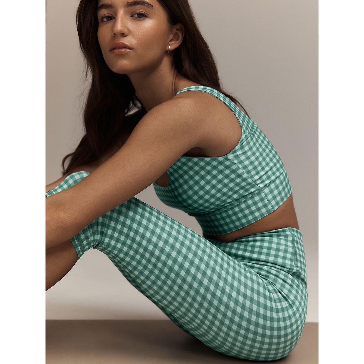 Legging capri de sport active power vichy vert, NEXT