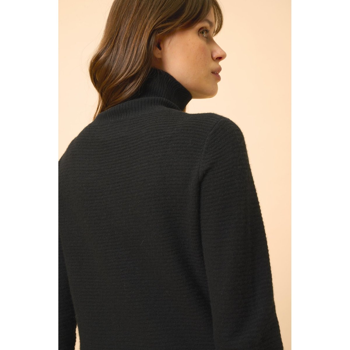 Pull Col Roulé Noir Udny noir, JUST CASHMERE