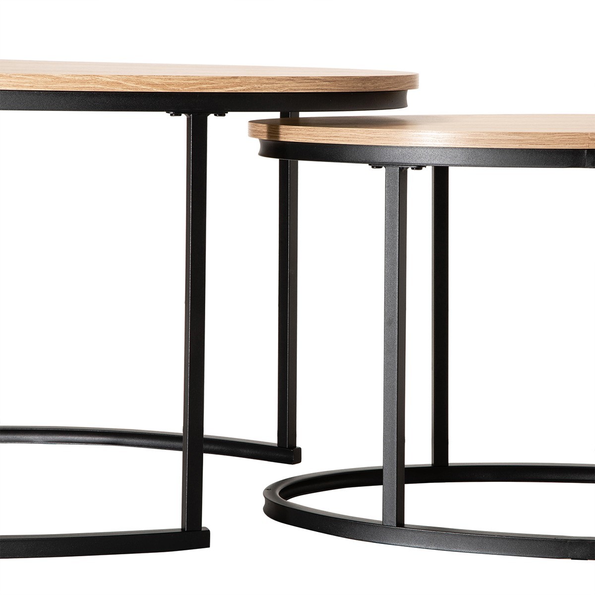 Lot de 2 tables basses gigognes ovales LENNY bois clair, CALICOSY