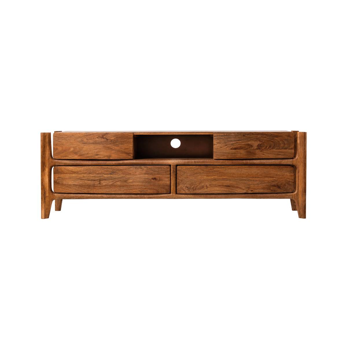 Meuble TV en bois de manguier ROSANA bois clair, MADE IN MEUBLES