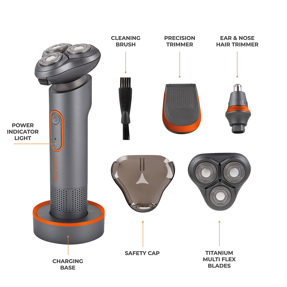 Titan Men's 3-in-1 Cordless Shaver Set - C81085ORG titanium, CARMEN