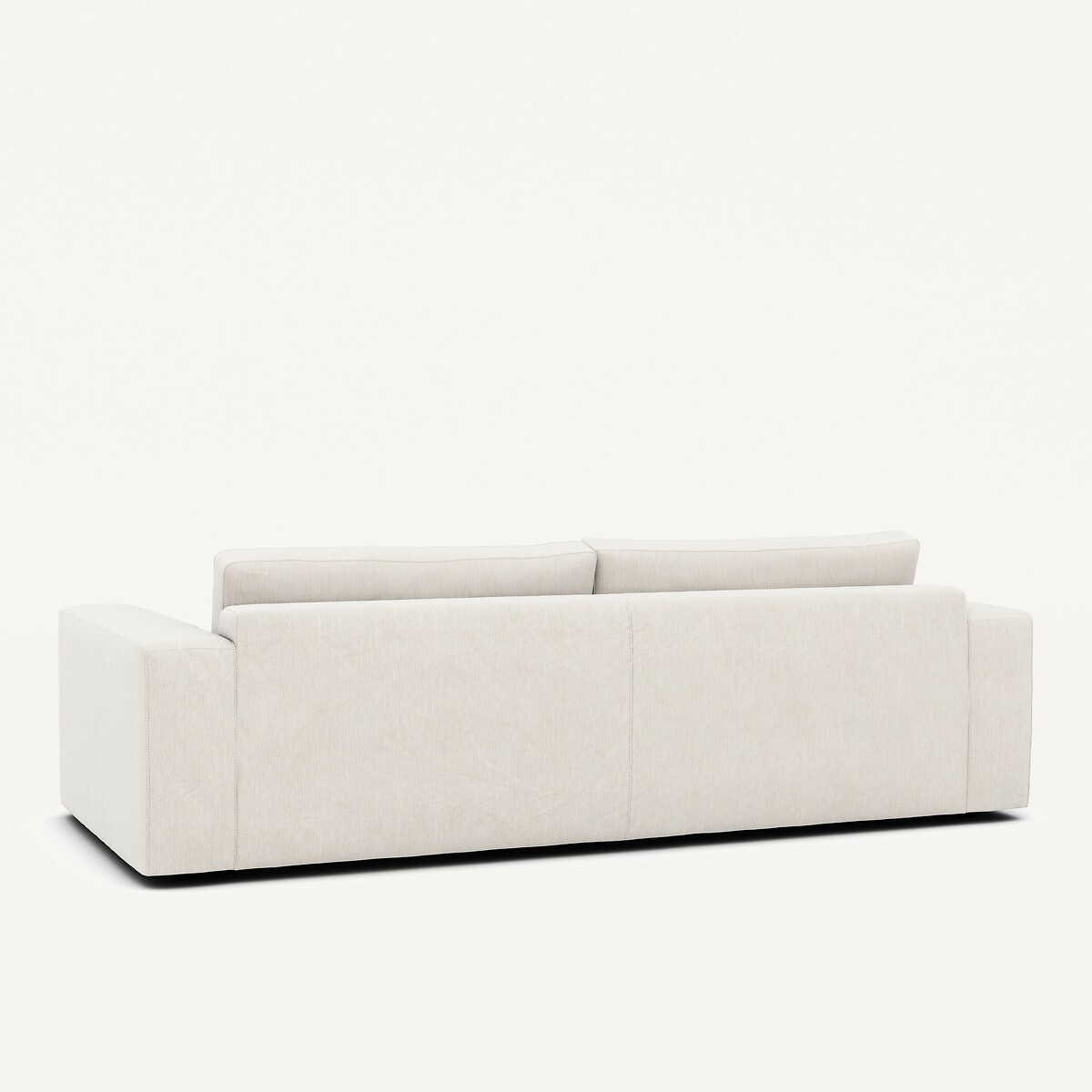 Canapé 3 ou 4 places, en velours chenille, Skander blanc, AM.PM