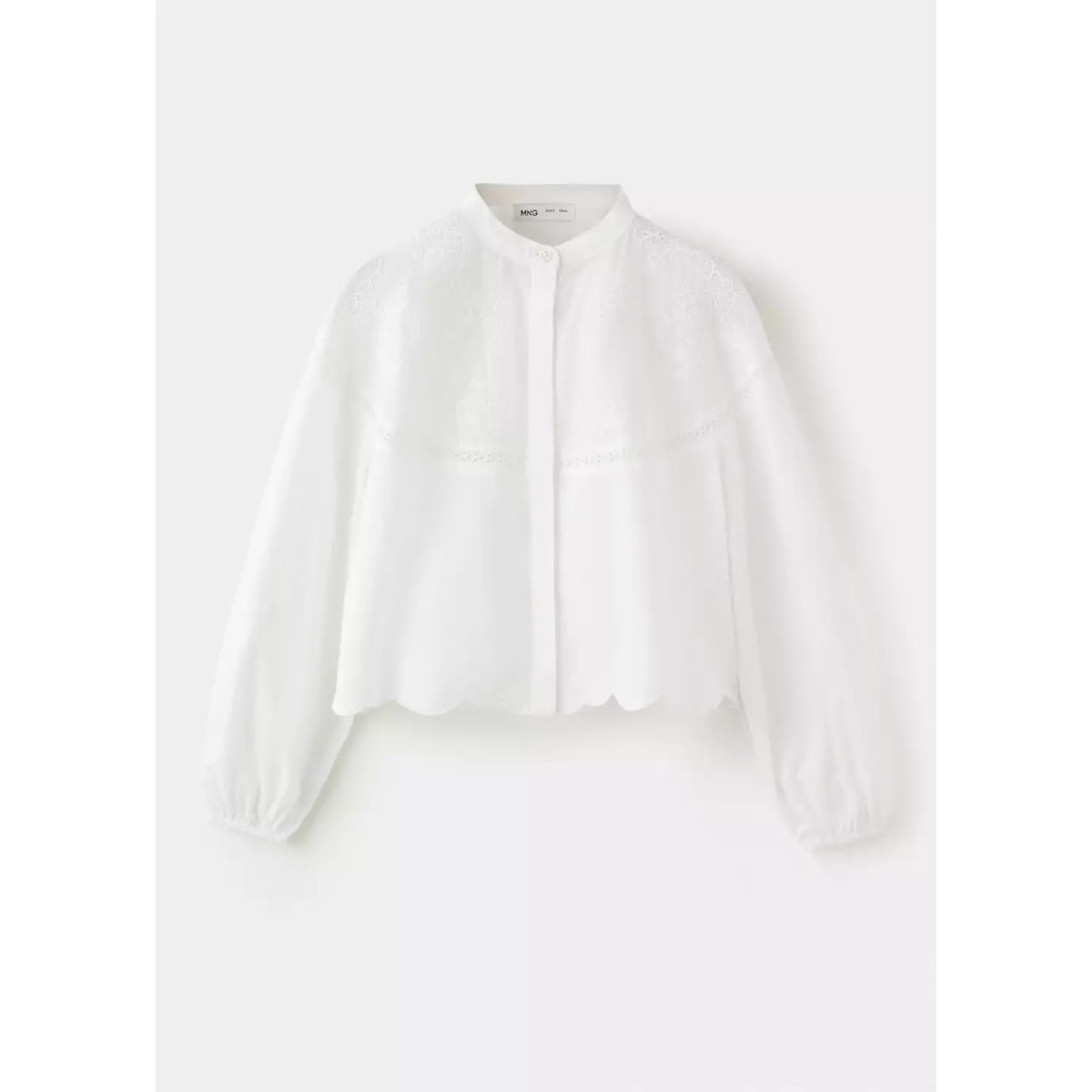 Chemise coton broderies florales blanc, MANGO KIDS