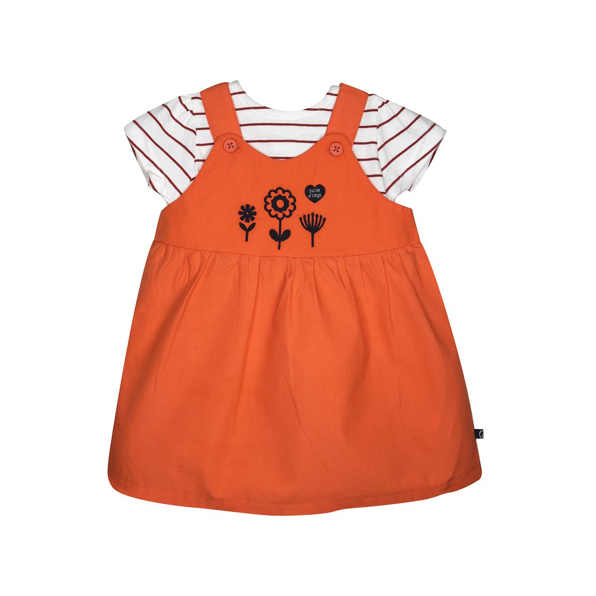 Tee shirt robe laurette popeline bebe orange, SUCRE D'ORGE