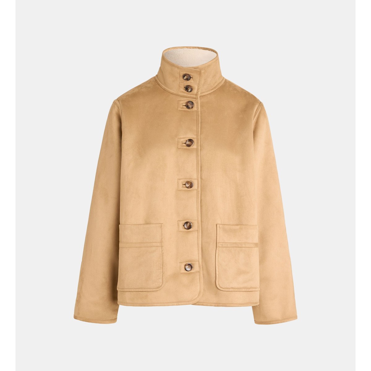 Veste droite oumra effet daim et sherpa camel et écru, JODHPUR