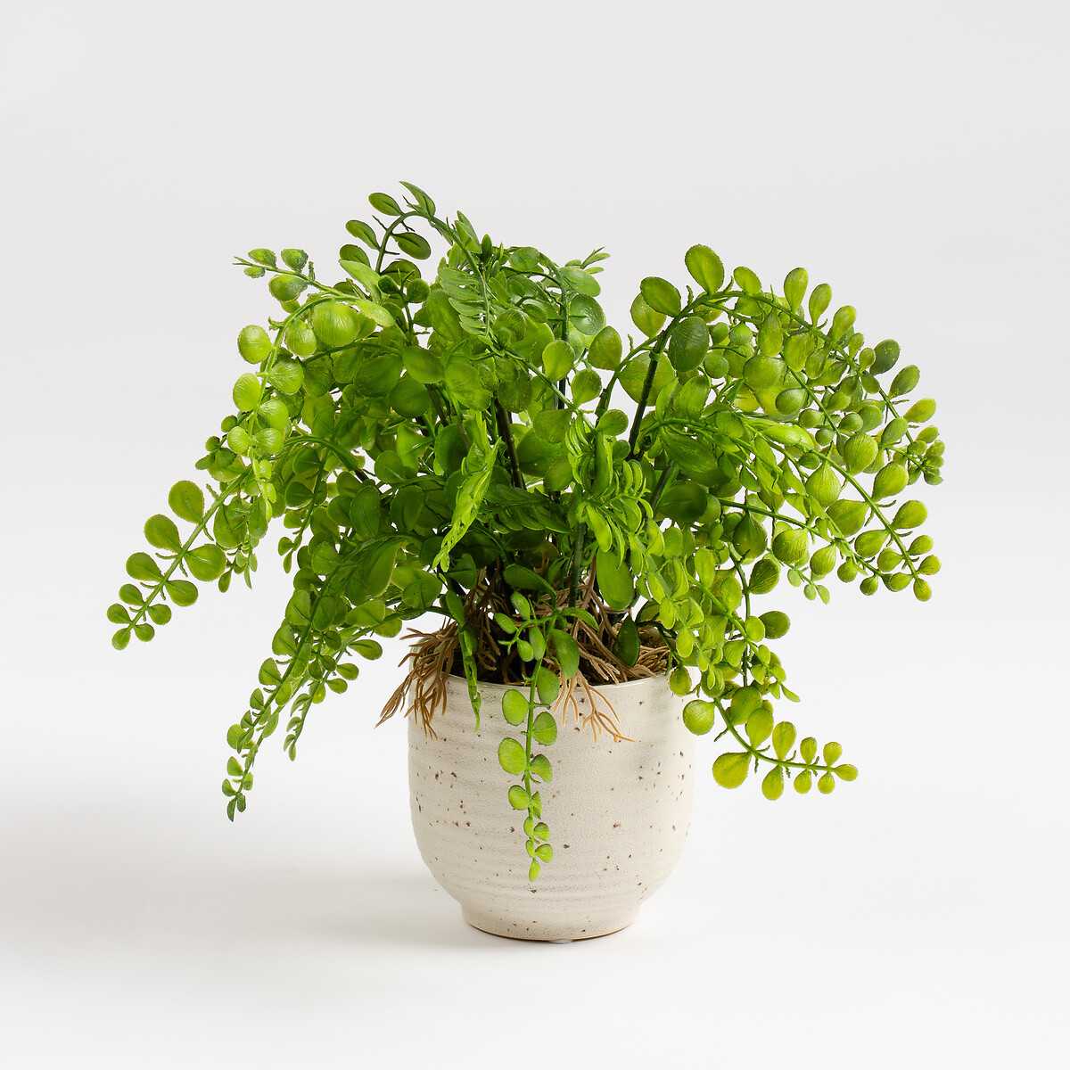 28cm Artificial Fern in Speckled Ceramic Pot green, SO'HOME