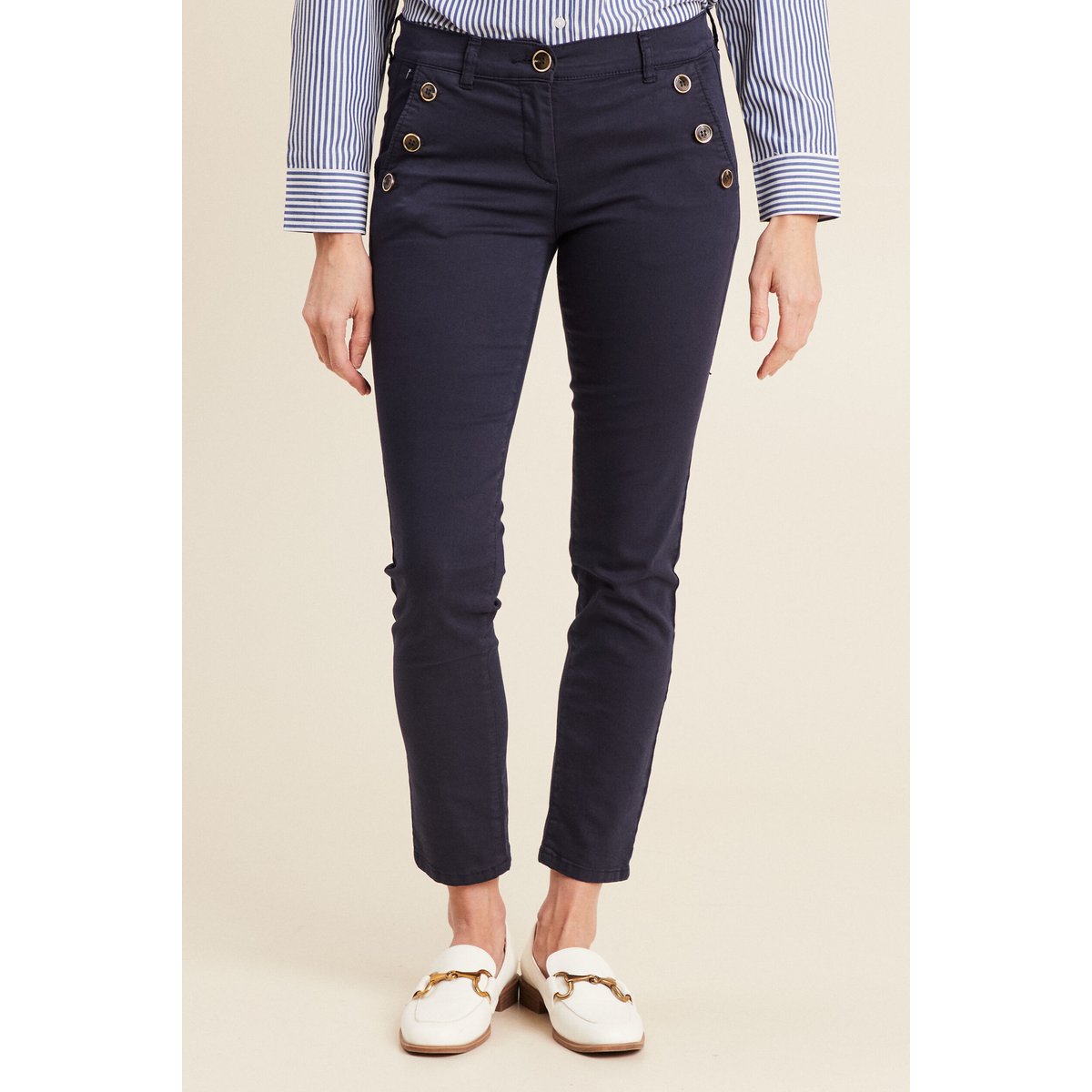 Pantalon ajusté 7/8ème bleu marine, BREAL