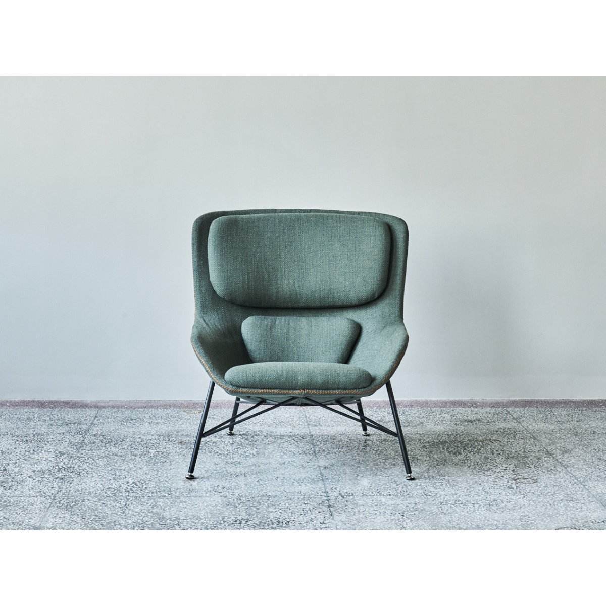 Fauteuil contemporain en tissu laine - ROCKWELL vert, MATHI DESIGN