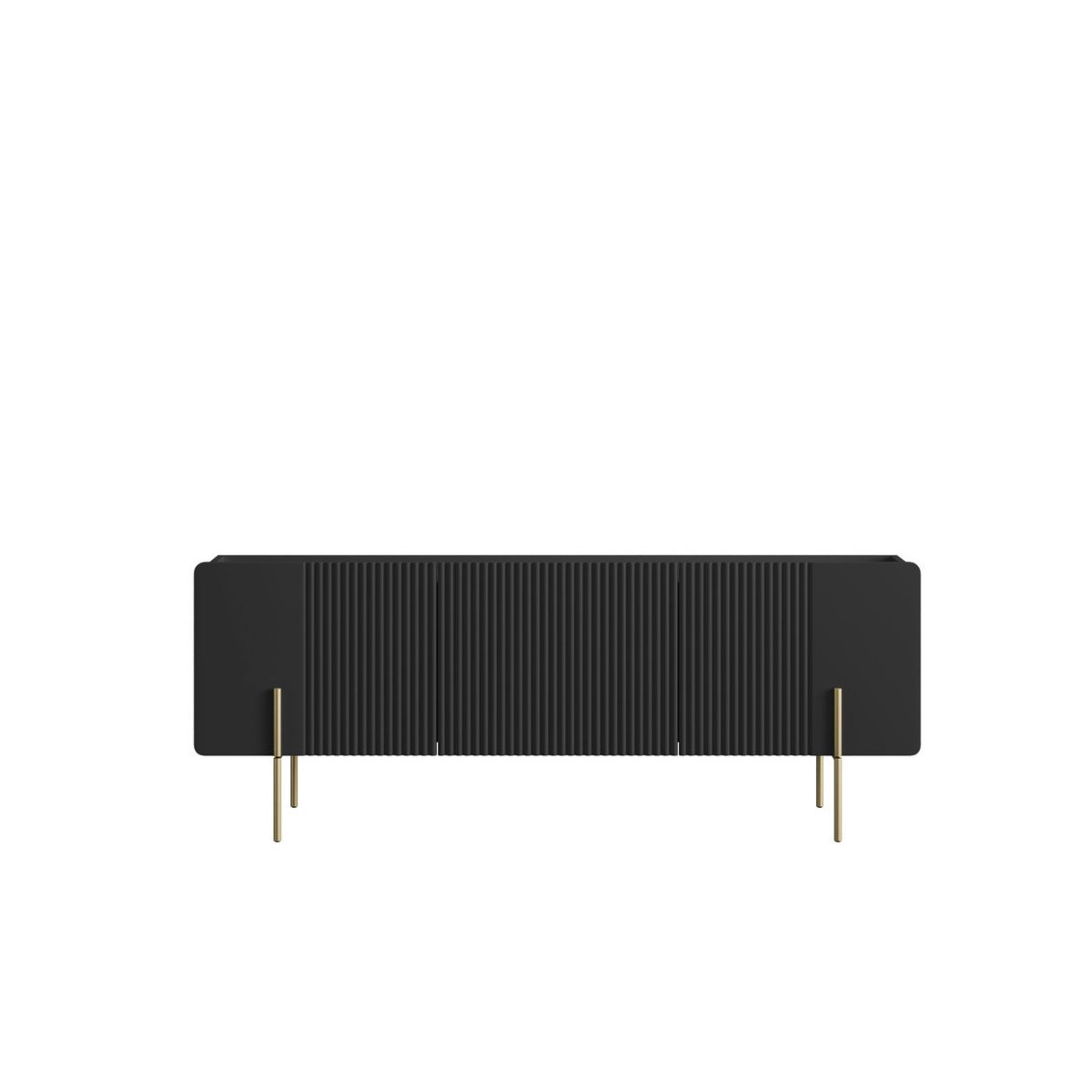 Meuble TV 150 cm panneaux de particules et MDF, MATHILDE noir, BOBOCHIC