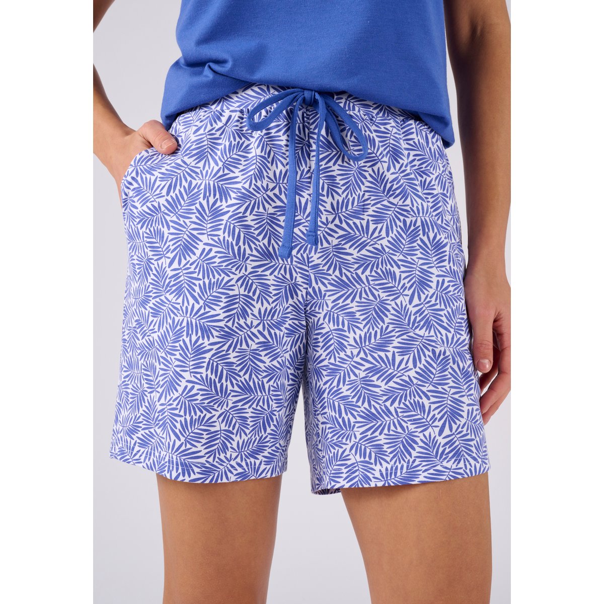 Pyjashort Climatyl en maille jersey bleu feuillage, DAMART