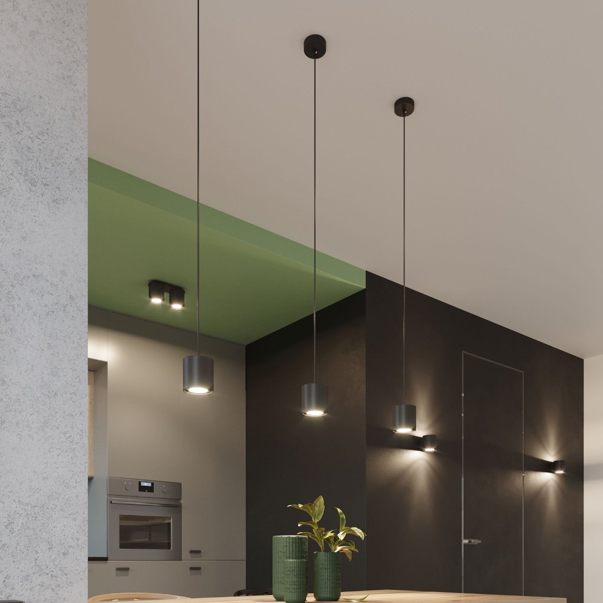 Suspension Aluminium Noir GU10 1 Orbis noir, EDEN
