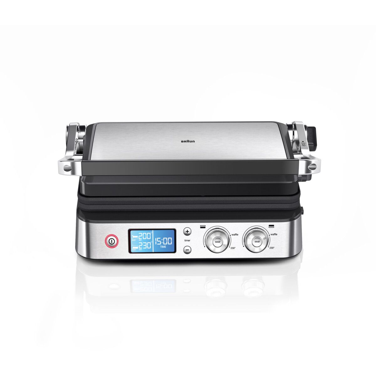 Grille-viande CG9040 inox 2 zones e cuisson plaques movibles à poser, 37x23 cm couleur unique, BRAUN