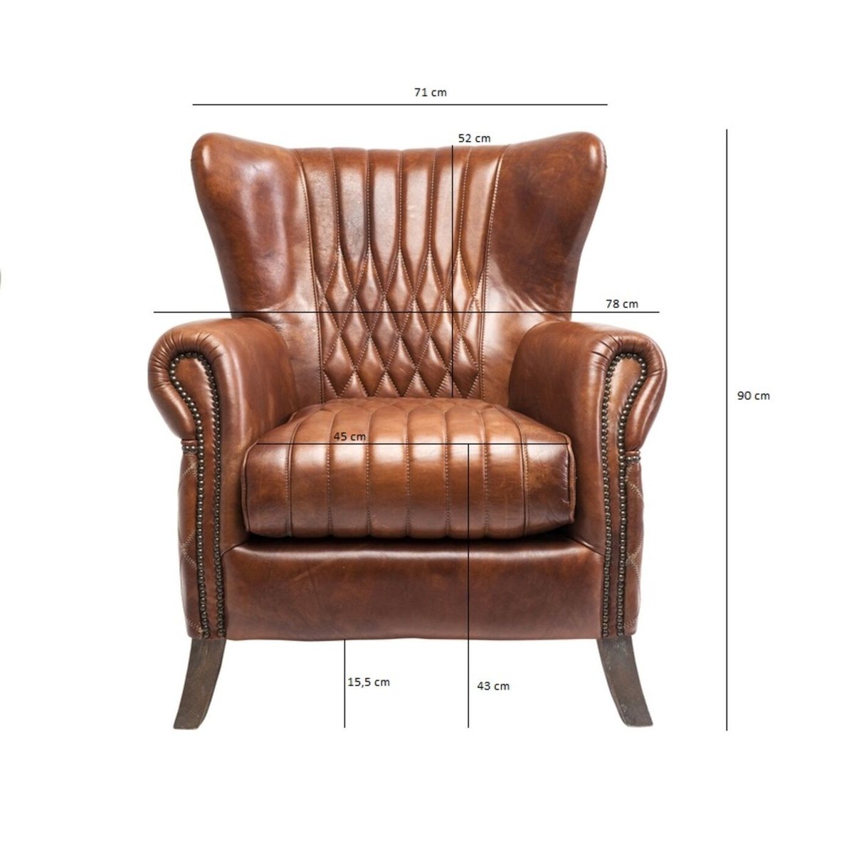 Fauteuil en cuir, COUNTRY SIDE marron, KARE DESIGN