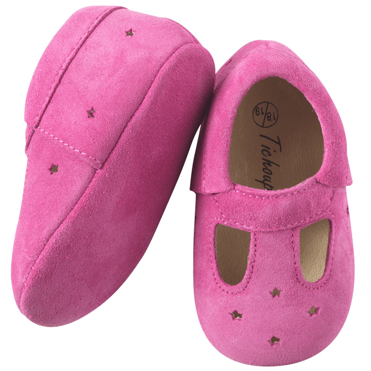 Chaussures bébé cuir souple Touti rose, TICHOUPS