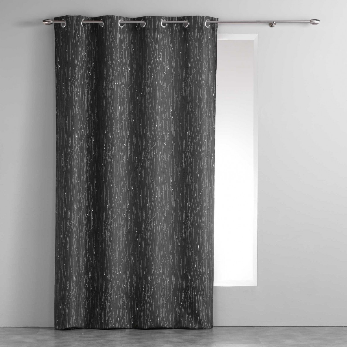 Rideau a oeillets Filliane 140 x 260 cm anthracite anthracite, EDEN