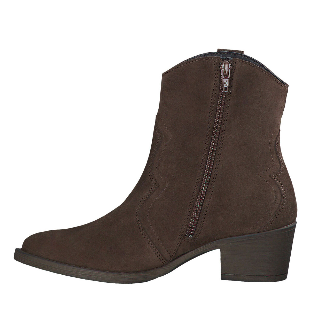 Leather Cowboy Ankle Boots dark brown, TAMARIS