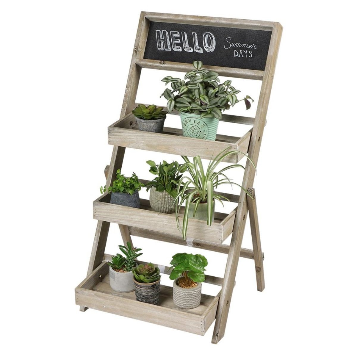 Etagère pour plantes 3 niveaux avec ardoise beige, DECORATIE