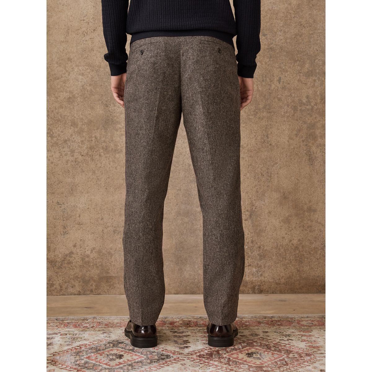 Pantalon nova fides texturé fuselé en laine taupe, NEXT