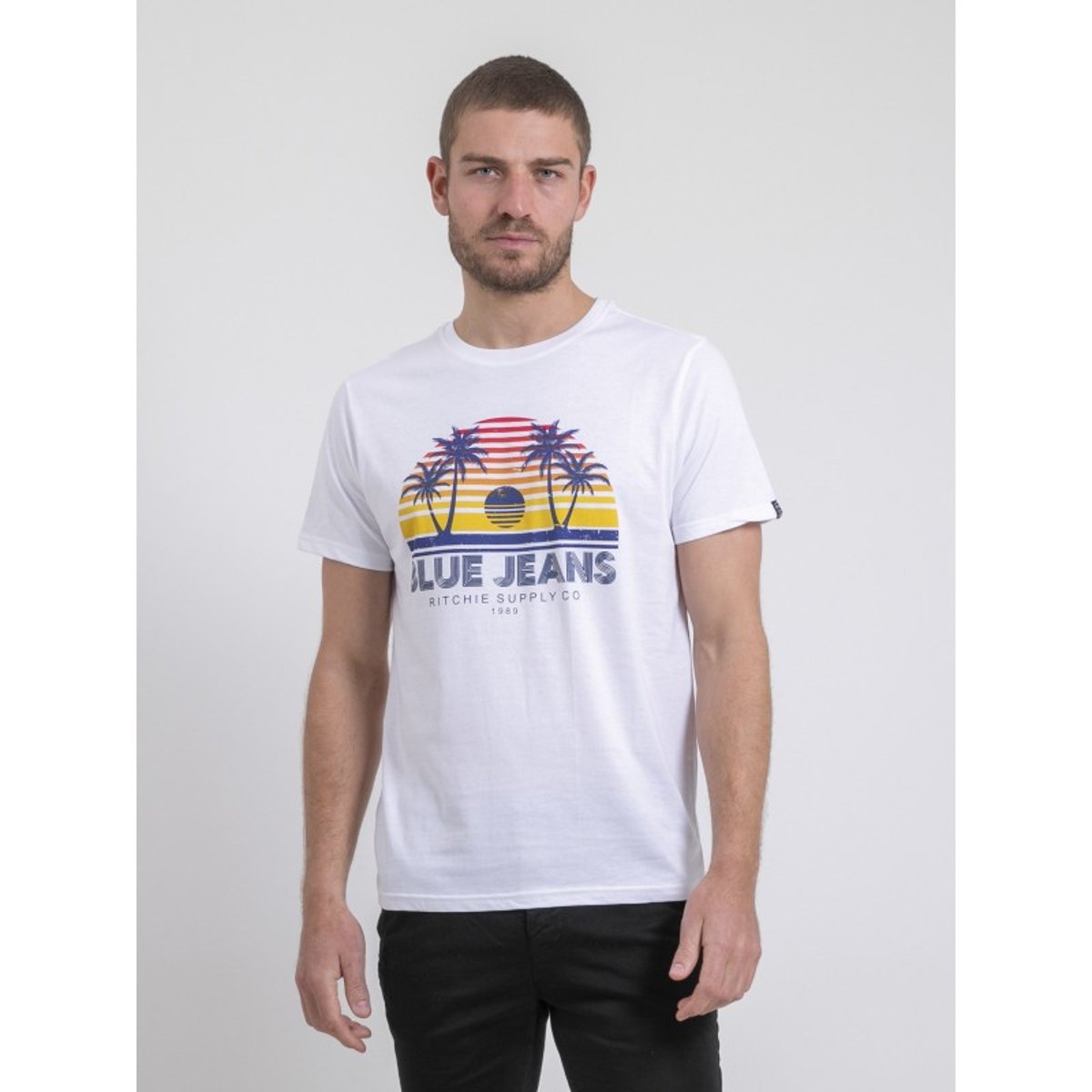 T-shirt Col Rond Pur Coton Napour blanc, RITCHIE