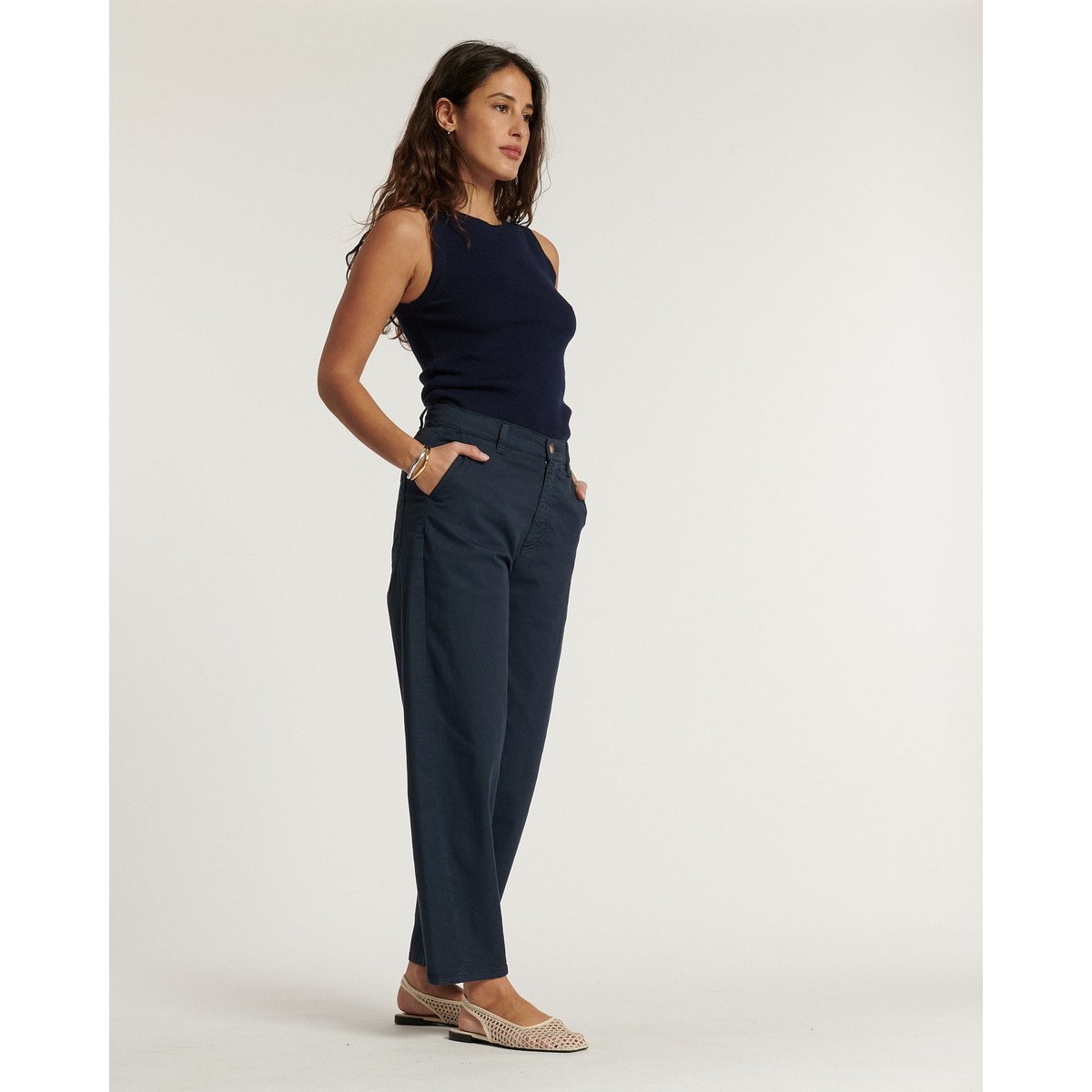 PANTALON BALLON TAILLE HAUTE UTILITY STRETCH marine, LABDIP