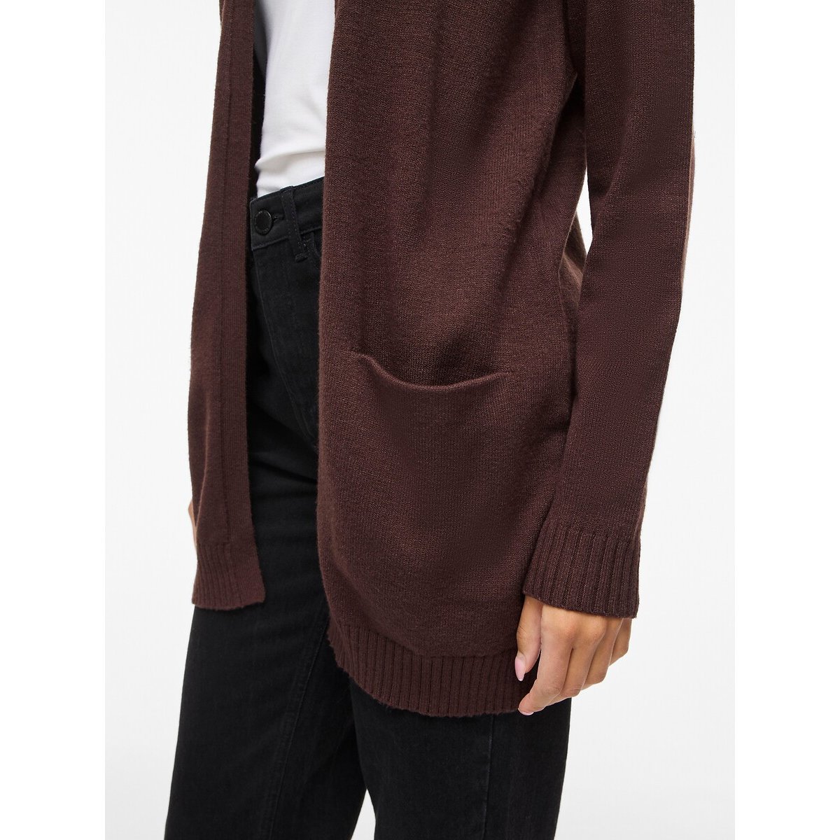 Cardigan in maglia fine marrone cioccolato, VILA