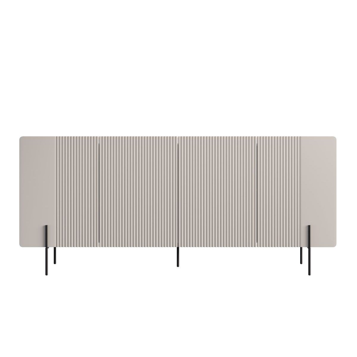 Buffet bas en panneaux de particules et MDF 4 portes 200 cm, MATHILDE beige, BOBOCHIC