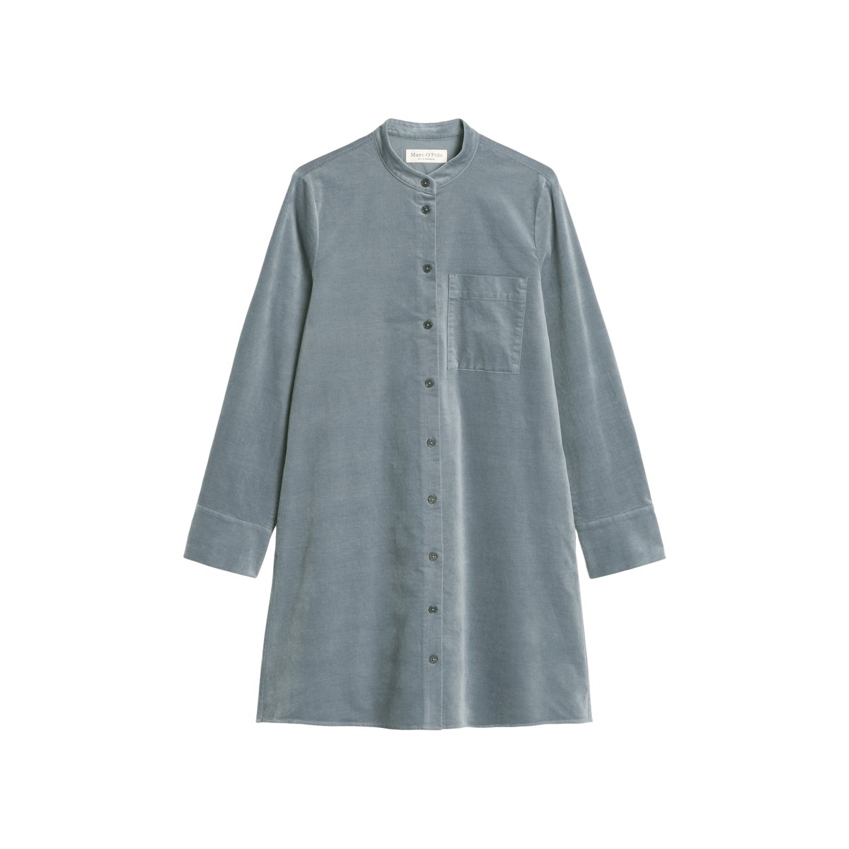 Robe chemisier en velours A-Shape en Organic Cotton Stretch bleu moyen, MARC O'POLO