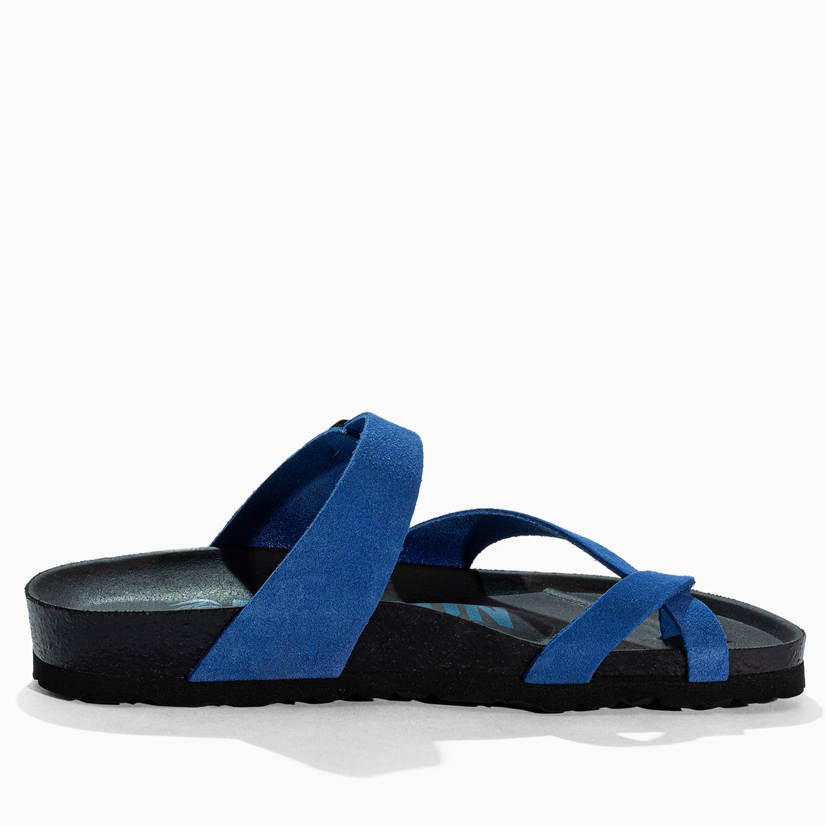 Tongs en cuir suedé DIANE bleu, BAYTON