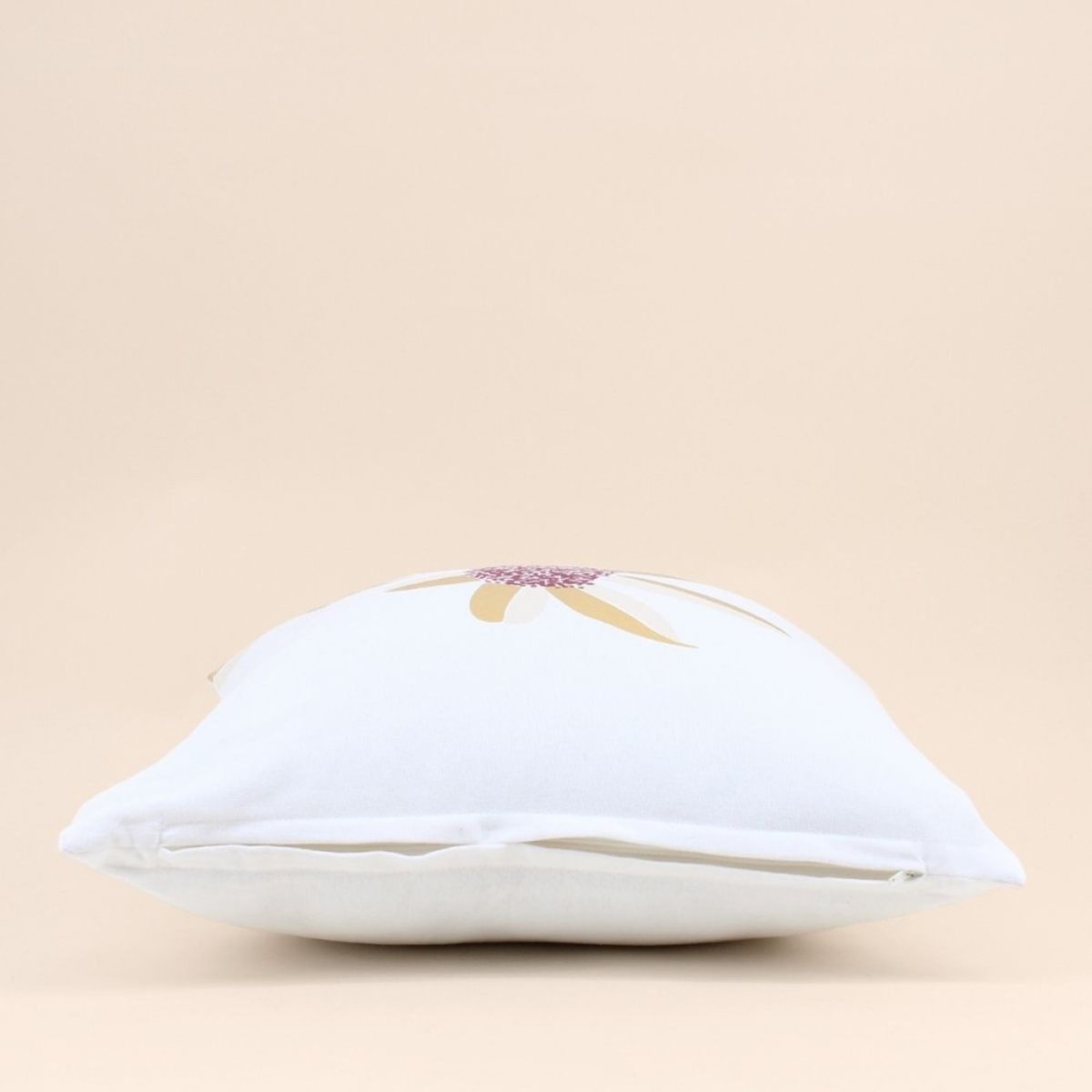 Coussin imprimé fleurs 40x40cm blanc, ORNAMI