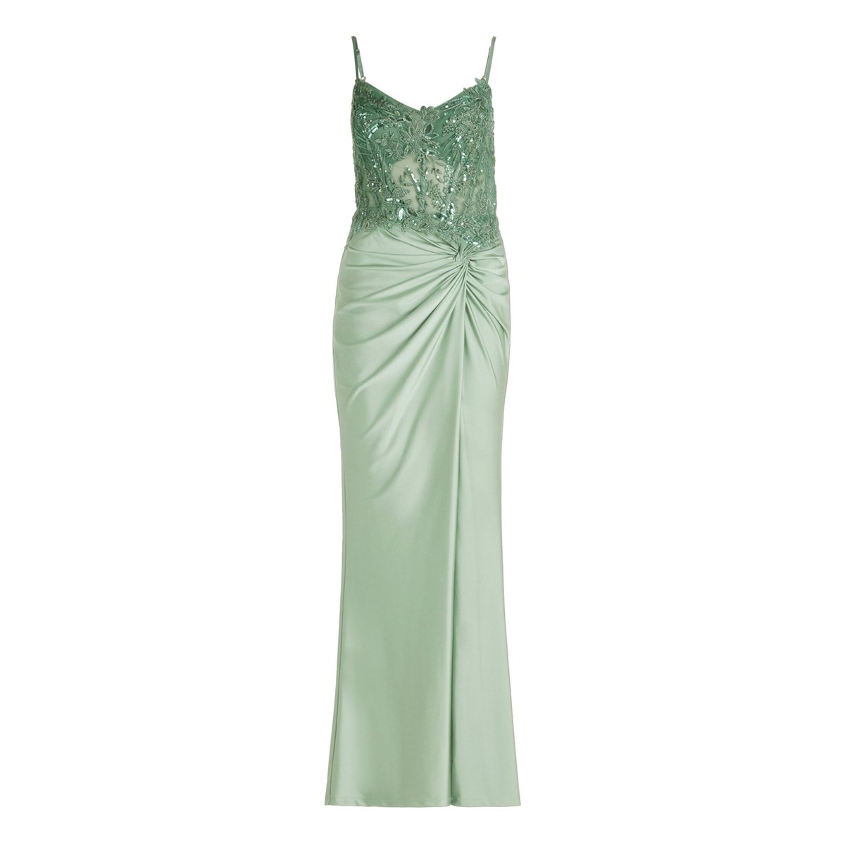Robe de soirée à broderies foggy green, VERA MONT