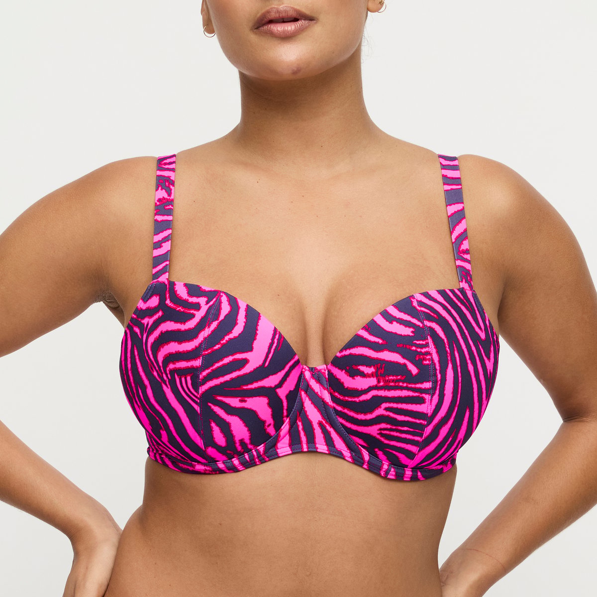 Haut de bikini balconnet rembourré MALABO rose - hot pink zebra, PRIMADONNA
