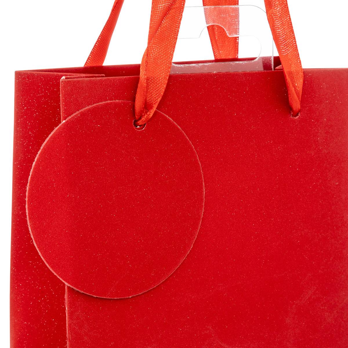 Sac cadeau paillettes taille mini rouge rouge, ATMOSPHERA