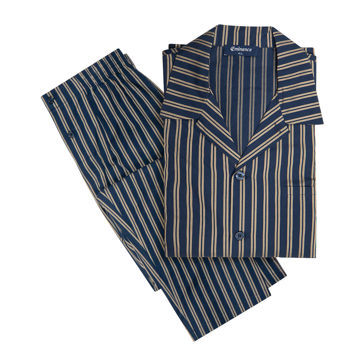 Pyjama col chemise rayé bleu marine, EMINENCE