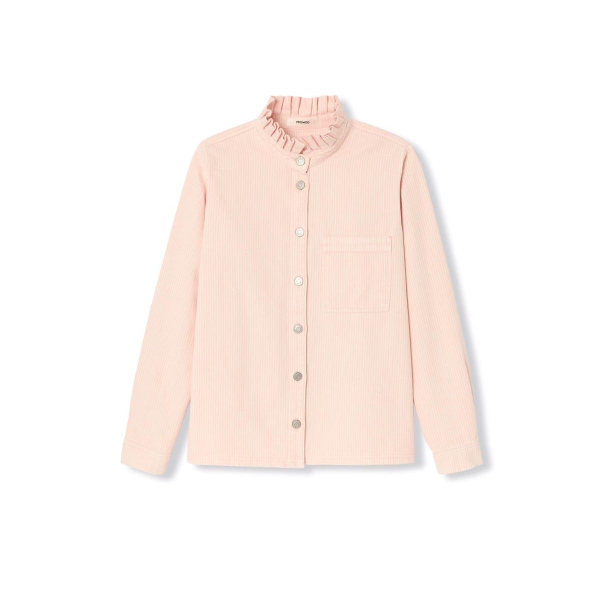 Surchemise à col frou-frou rayé rose, PROMOD