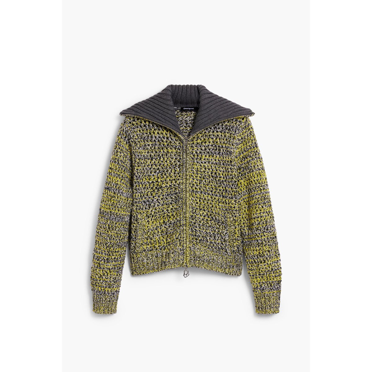 Veste en maille zippée gris, DESIGUAL