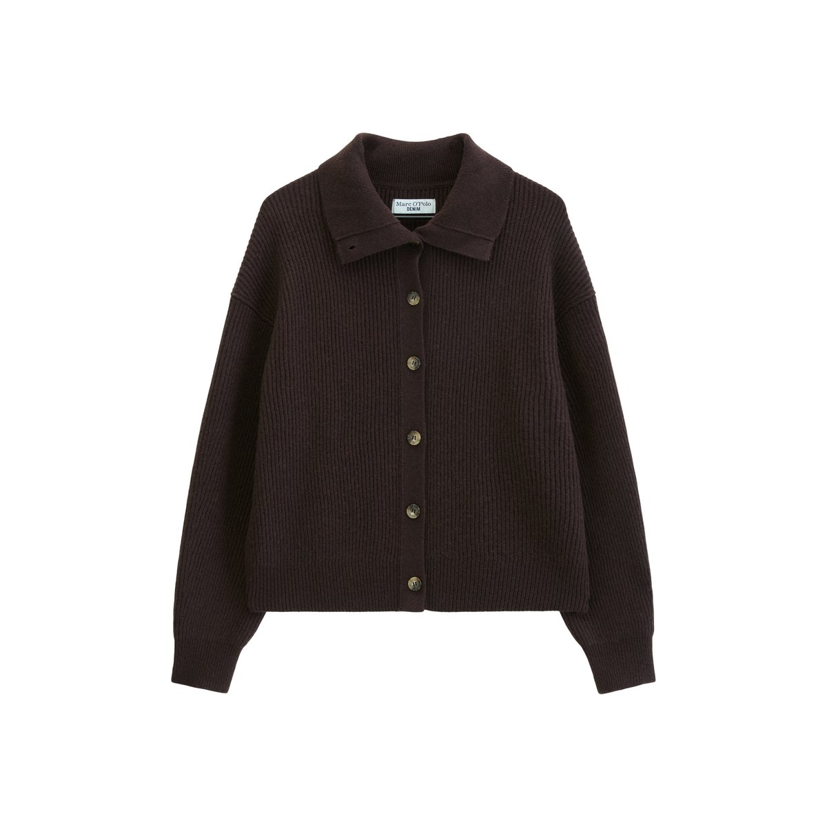 Cardigan en laine mérinos, coupe classique au toucher doux marron, MARC O’POLO DENIM