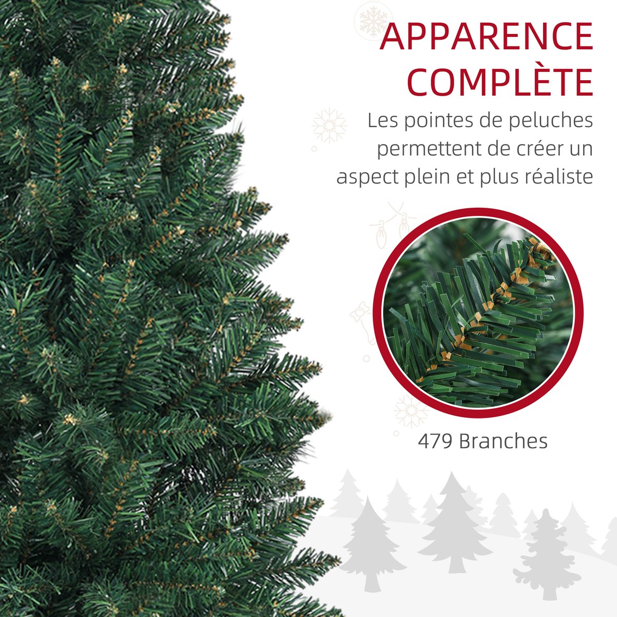 Sapin de Noël Plastique Vert vert, HOMCOM