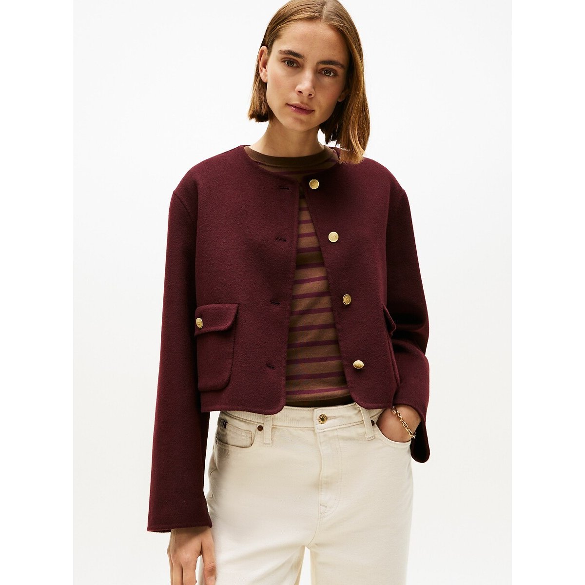 Veste boutonnée, manches longues bordeaux, TOMMY HILFIGER