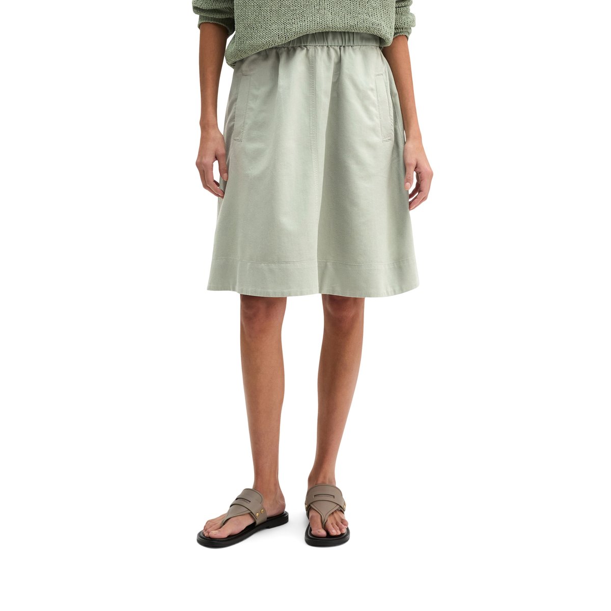 Jupe évasée en mélange de coton organique, de lyocell et de lin vert clair, MARC O'POLO