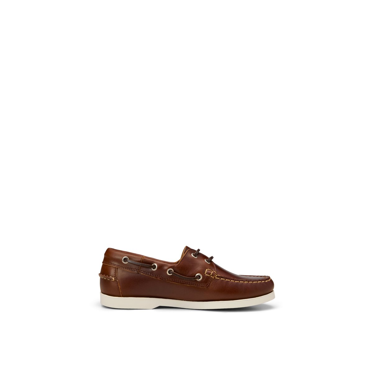 Chaussure bateau modèle Nadja en cuir de vachette souple Pull-Up marron fonce, MARC O'POLO