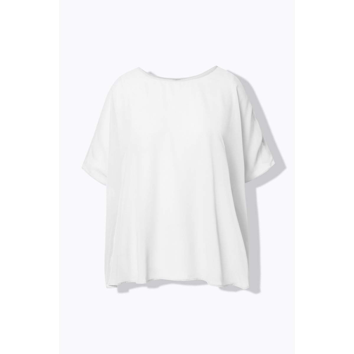 Blouse oversize en mousseline. Col rond et blanc neige, ULLA POPKEN