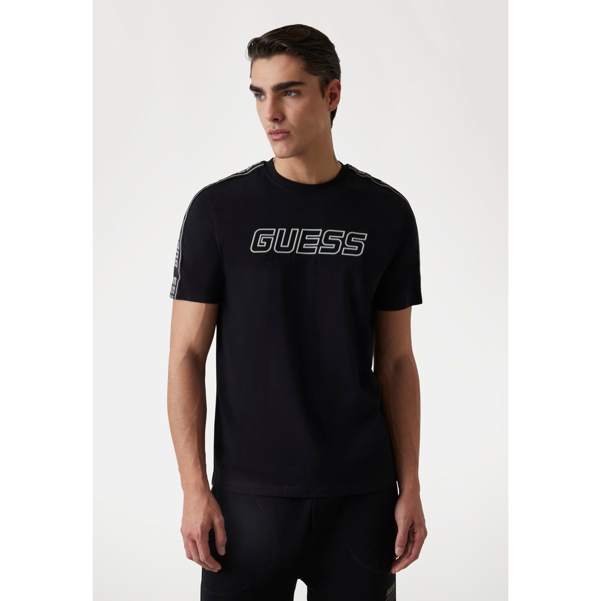 T-Shirt Stretch Logo Frontal noir, GUESS
