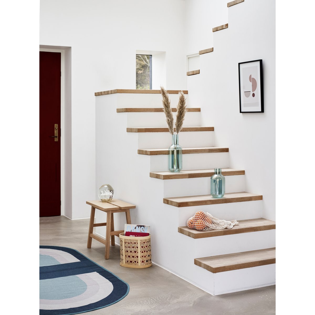 Tabouret en placage de chêne et bois de chêne GROUND naturel, HUBSCH