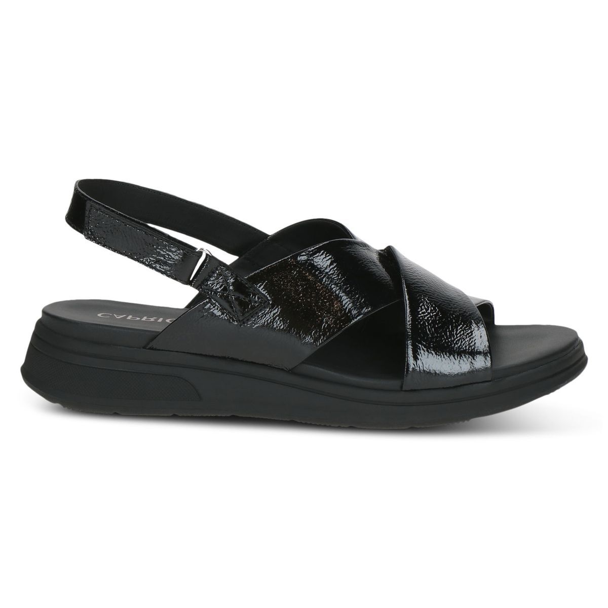 Sandale en cuir noir mat, CAPRICE