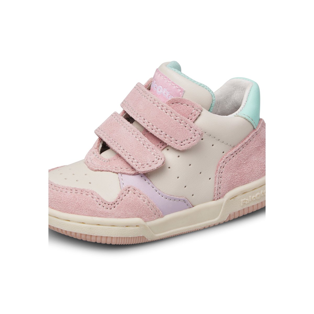 Baskets en cuir et en daim KLIP 4 VL. blanc-rose-, FALCOTTO