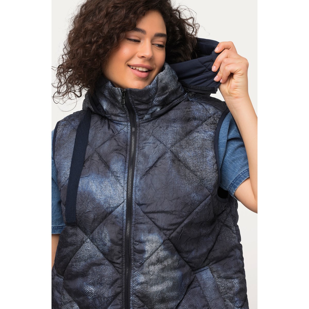 Long gilet matelassé gris bleu, ULLA POPKEN