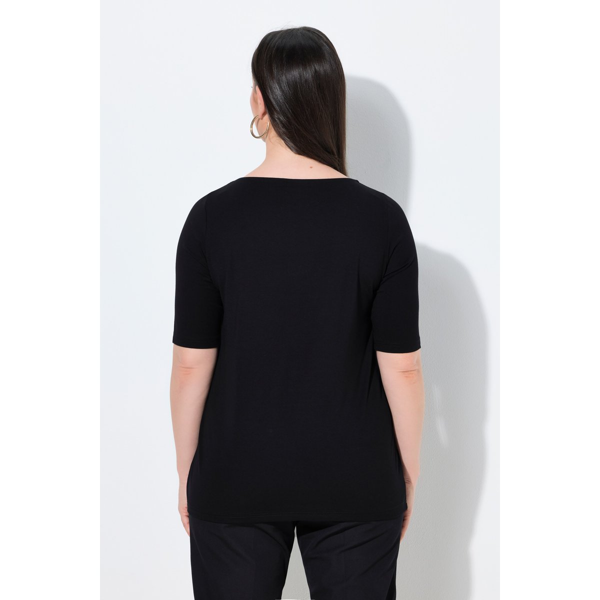 T-shirt manches courtes et encolure bateau noir, ULLA POPKEN