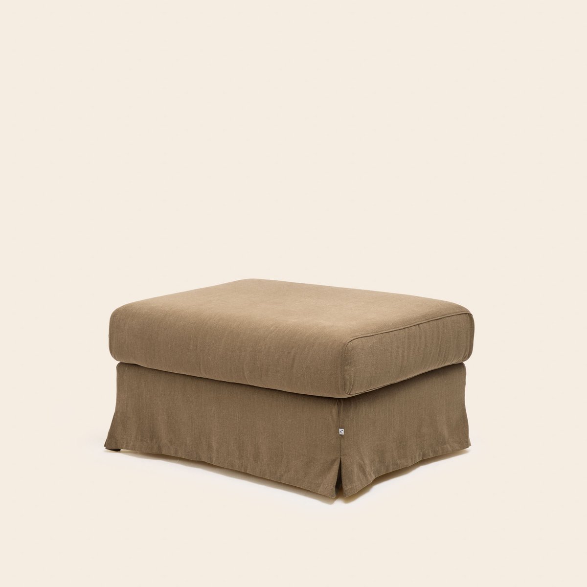 Pouf en tissu naturel CLARIBEL barbate brun chaud, MADURA