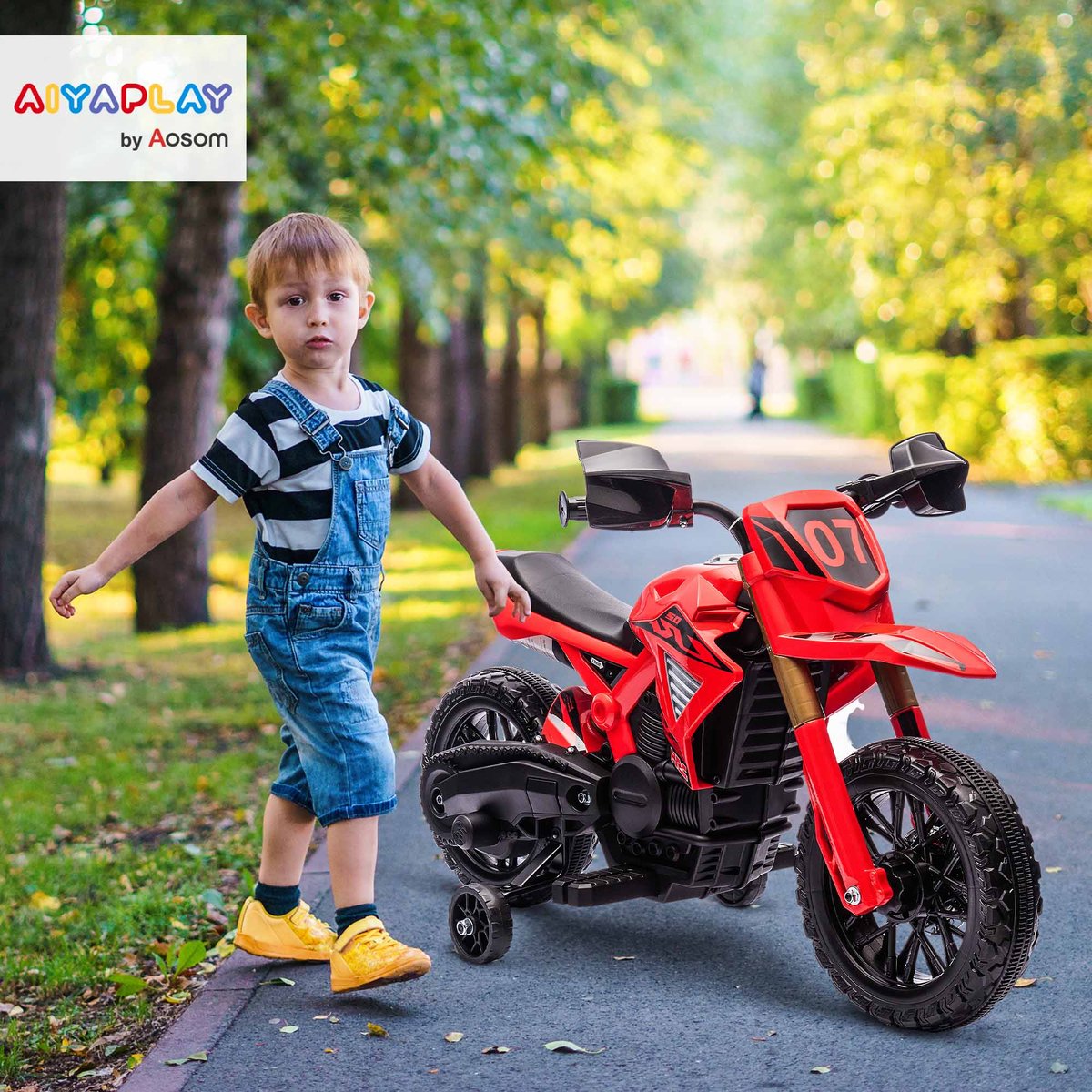 Moto électrique à conducteur assis Plastique rouge, AIYAPLAY